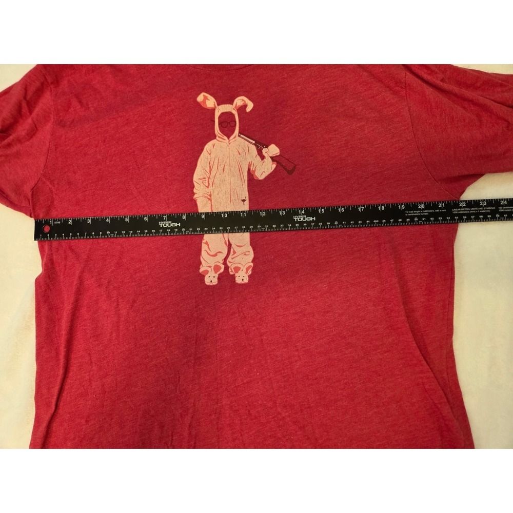 064-Christmas story Men's Bunny Graphic Crew Neck Short Sleeve Tee Red XL - Picture 4 of 8